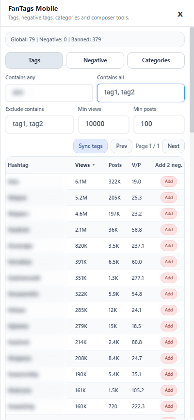 Fansly composer with FanTags insert random and pick manually actions