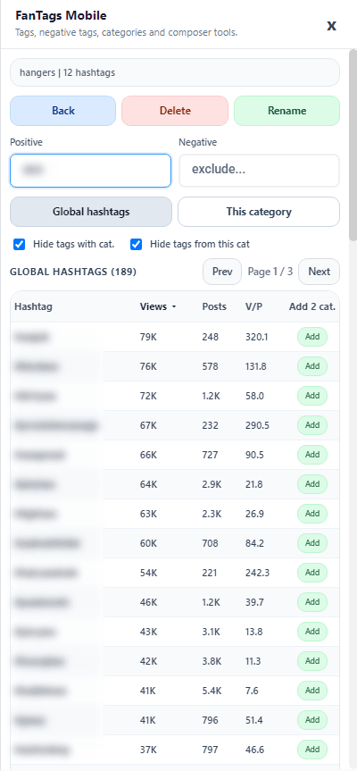 Fansly side menu entry showing Hashtag Manager