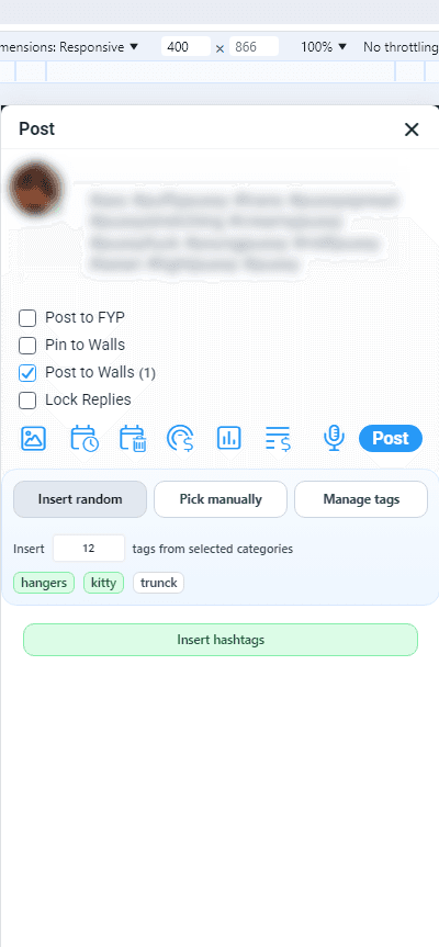 FanTags Mobile tags tab with filters for views and posts
