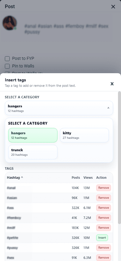 FanTags Mobile categories tab listing category counts
